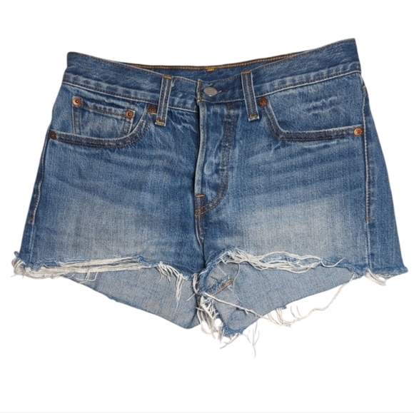 Levi's High Rise Button Fly Cutoff Shorts Size 27 - Picture 2 of 7